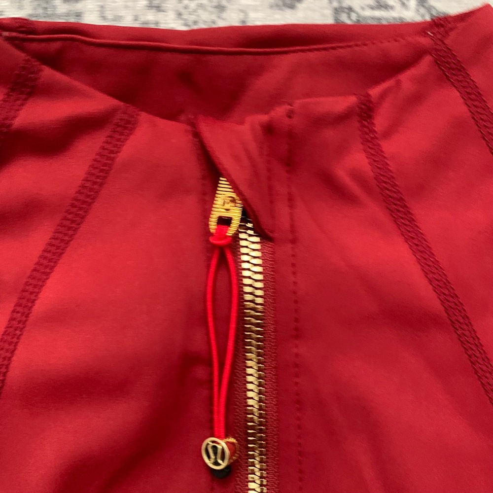 Lululemon Define Jacket Leggings Set Women 4 Red Gold Zip Activewear NWT - Picture 2 of 14